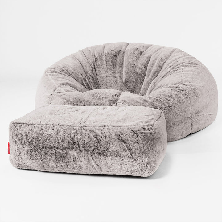 Klassisk Saccosäck Soffa - Fuskkaninpäls Ljusgrå 02