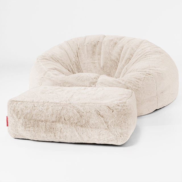 Klassisk Saccosäck Soffa - Fuskkaninpäls Vit 02