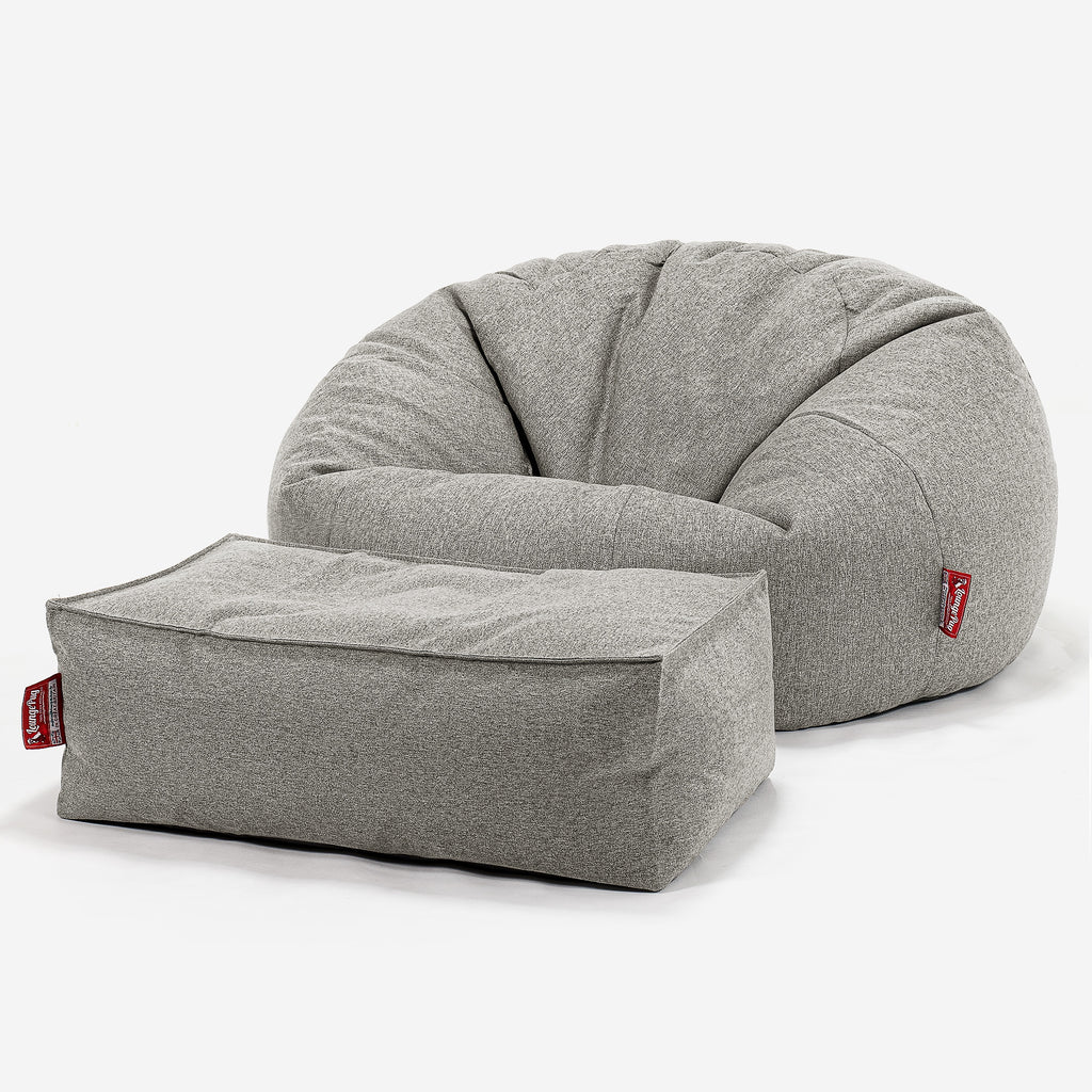 Klassisk Saccosäck Soffa - Interalli-ull Silverfärgad 02