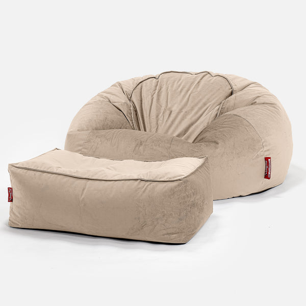 Klassisk Saccosäck Soffa - Sammet Minkbrun 01