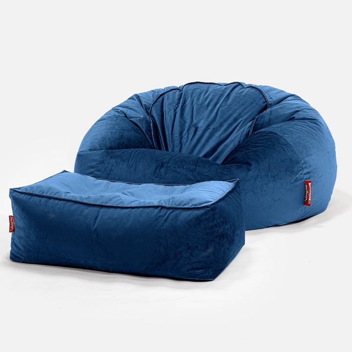 Klassisk Saccosäck Soffa - Sammet Navy 02