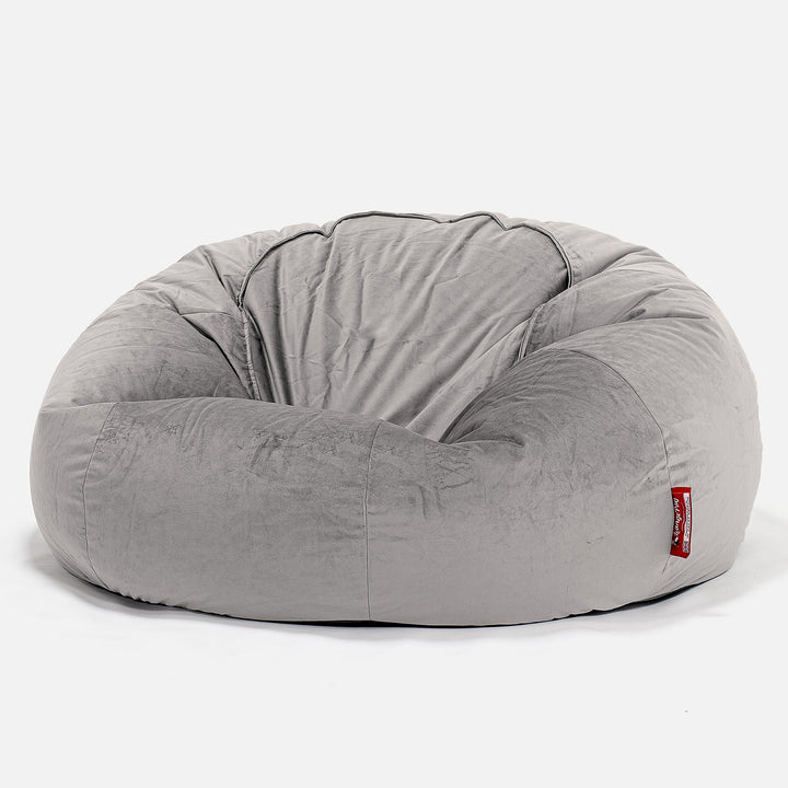 Klassisk Saccosäck Soffa - Sammet Silverfärgad 01