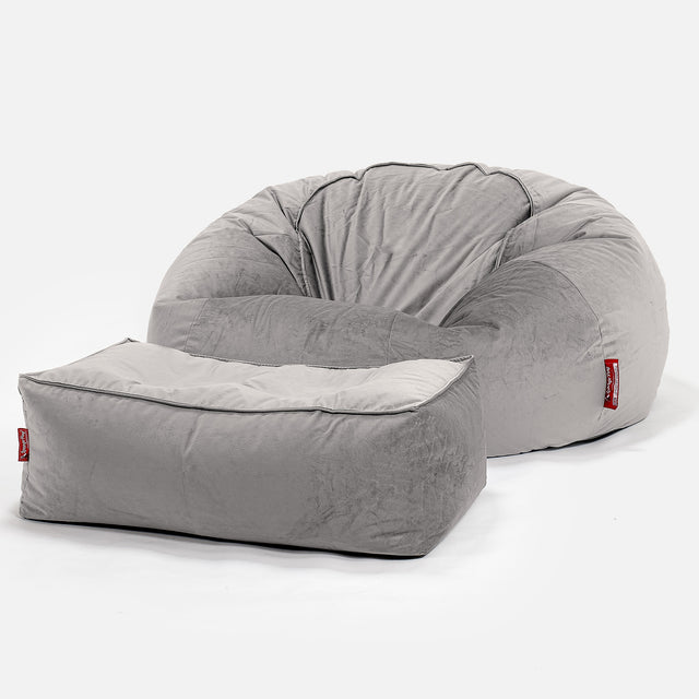 Klassisk Saccosäck Soffa - Sammet Silverfärgad 02