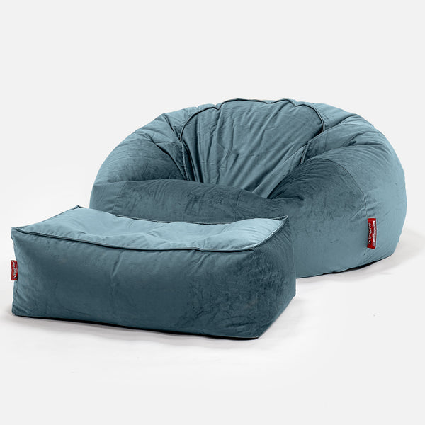 Klassisk Saccosäck Soffa - Sammet Teal 01