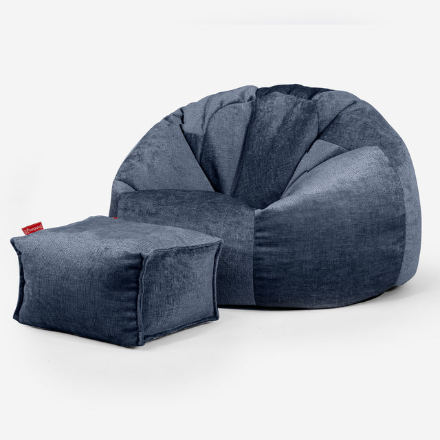 Klassisk Sittsäck Stol - Chenille Marinblå 02