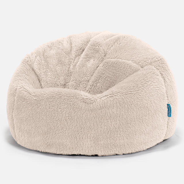 Klassisk Sittsäck Stol Barn - Teddy-fuskpäls Gräddvit 01