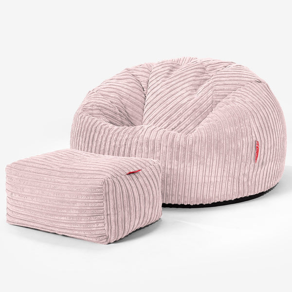 Klassisk Sittsäck Stol - Klassisk Manchestertyg Rosa 01