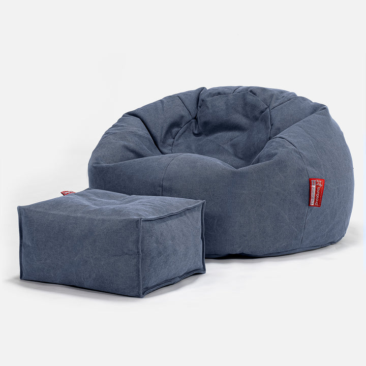 Klassisk Sittsäck Stol - Stentvättad denim Marinblå 02