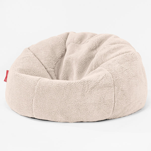 Klassisk Sittsäck Stol - Teddy-fuskpäls Gräddvit 01