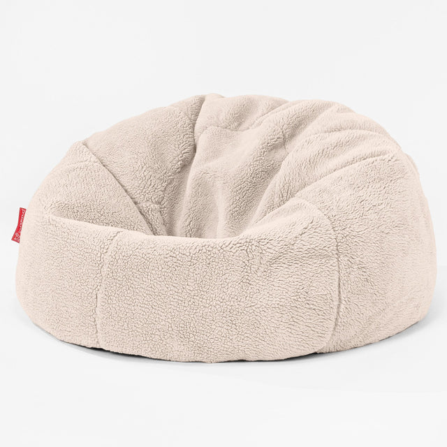Klassisk Sittsäck Stol - Teddy-fuskpäls Gräddvit 01