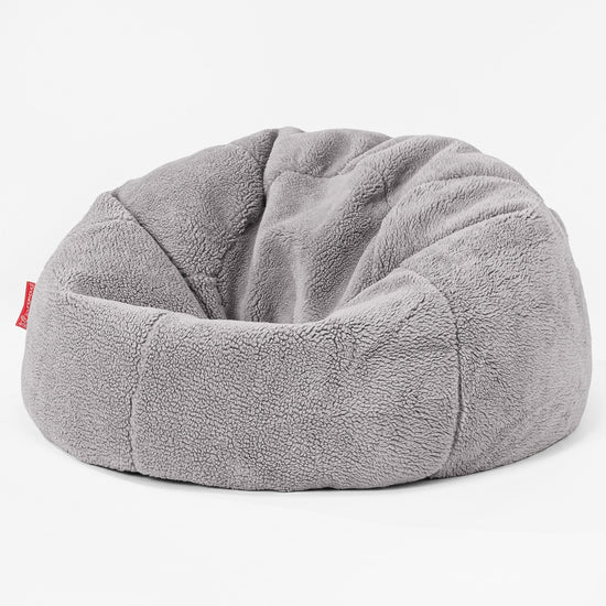 Klassisk Sittsäck Stol - Teddy-fuskpäls Mellangrå 01