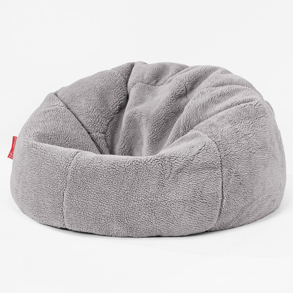 Klassisk Sittsäck Stol - Teddy-fuskpäls Mellangrå 01