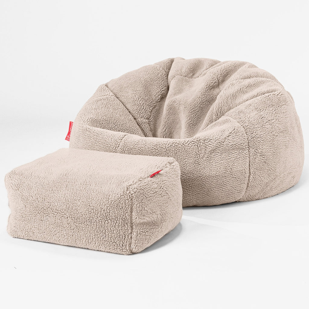 Klassisk Sittsäck Stol - Teddy-fuskpäls Minkbrun 02