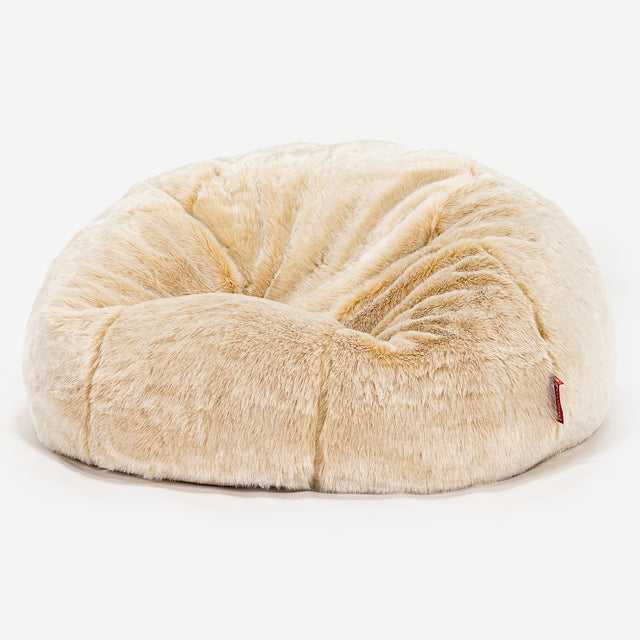 Klassisk Saccosäck Soffa - Fuskpäls Vit 01