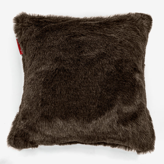 Kudde 47 x 47cm - Fuskpäls Brun 01