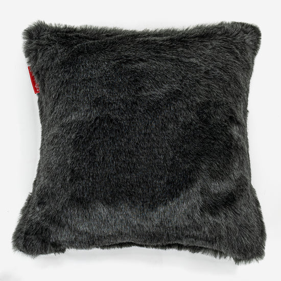 Kudde 47 x 47cm - Fuskpäls Svart 01