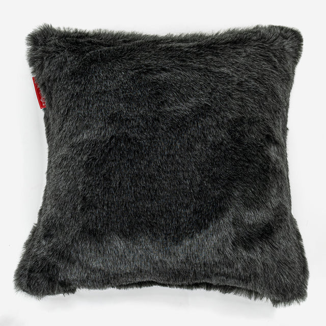 Kudde 47 x 47cm - Fuskpäls Svart 01