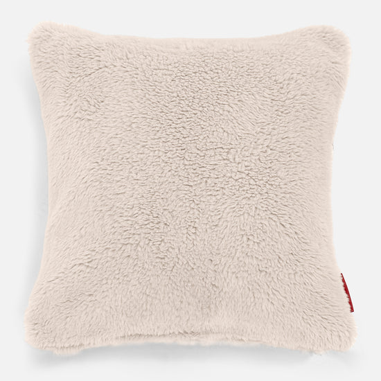 Kudde 47 x 47cm - Teddy-fuskpäls Gräddvit 01
