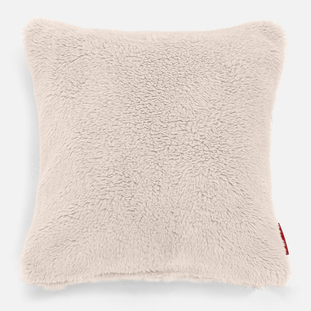 Kudde 47 x 47cm - Teddy-fuskpäls Gräddvit 01