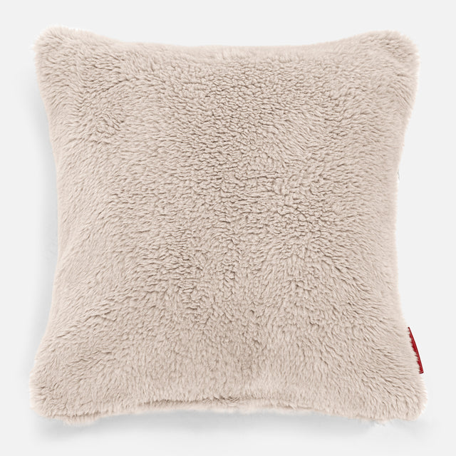 Kudde 47 x 47cm - Teddy-fuskpäls Minkbrun 01