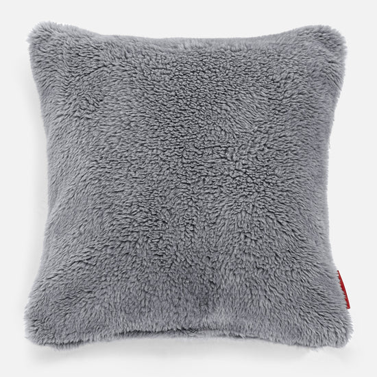 Kudde 47 x 47cm - Teddy-fuskpäls Mörkgrå 01