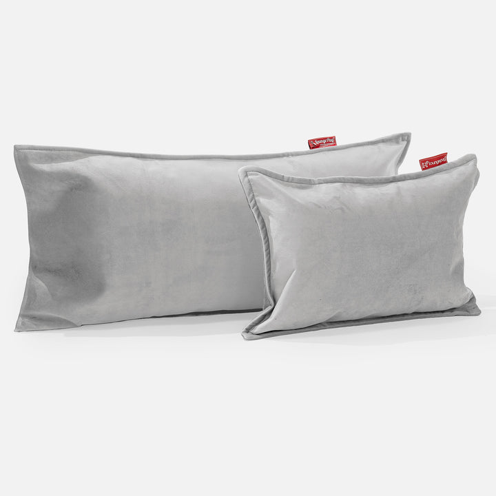 Jätte Kudde C50-L 40 x 80cm, CloudSac Memoryskum - Sammet Silverfärgad 03