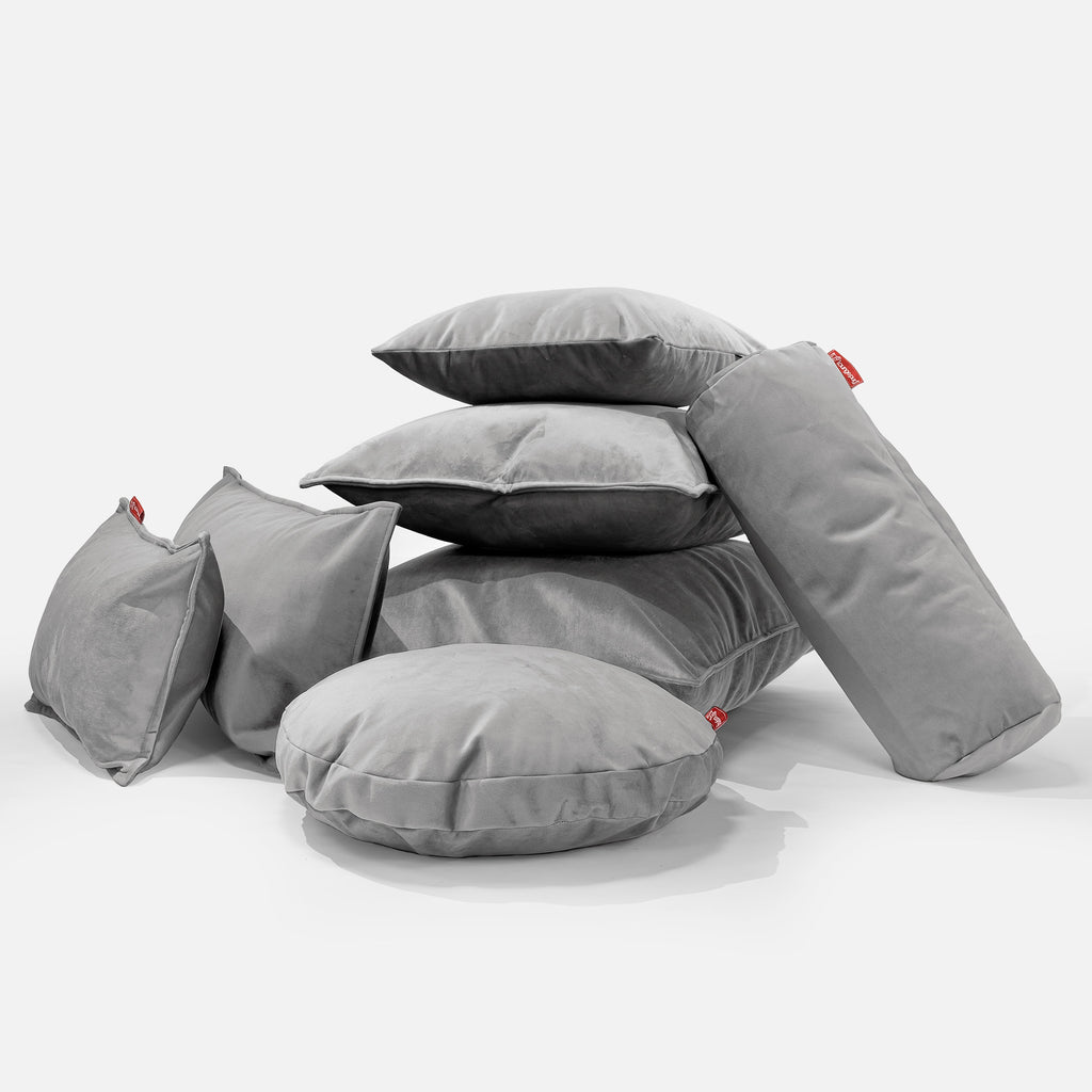 Jätte Kudde C50-L 40 x 80cm, CloudSac Memoryskum - Sammet Silverfärgad 04