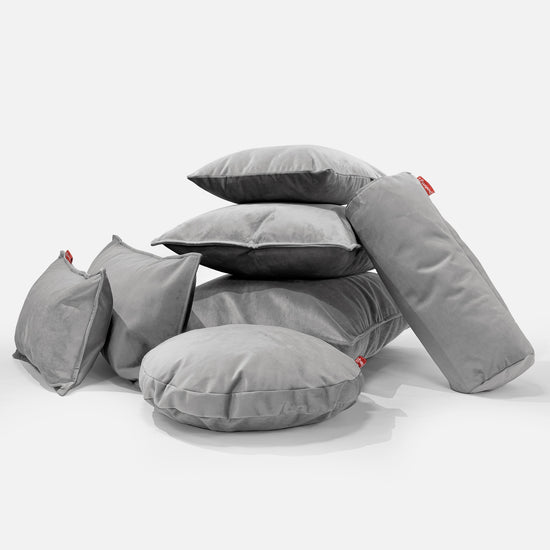 Jätte Kudde C50-L 40 x 80cm, CloudSac Memoryskum - Sammet Silverfärgad 04