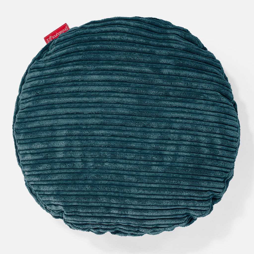 Kudde Rund 50cm - Klassisk Manchestertyg Teal 01
