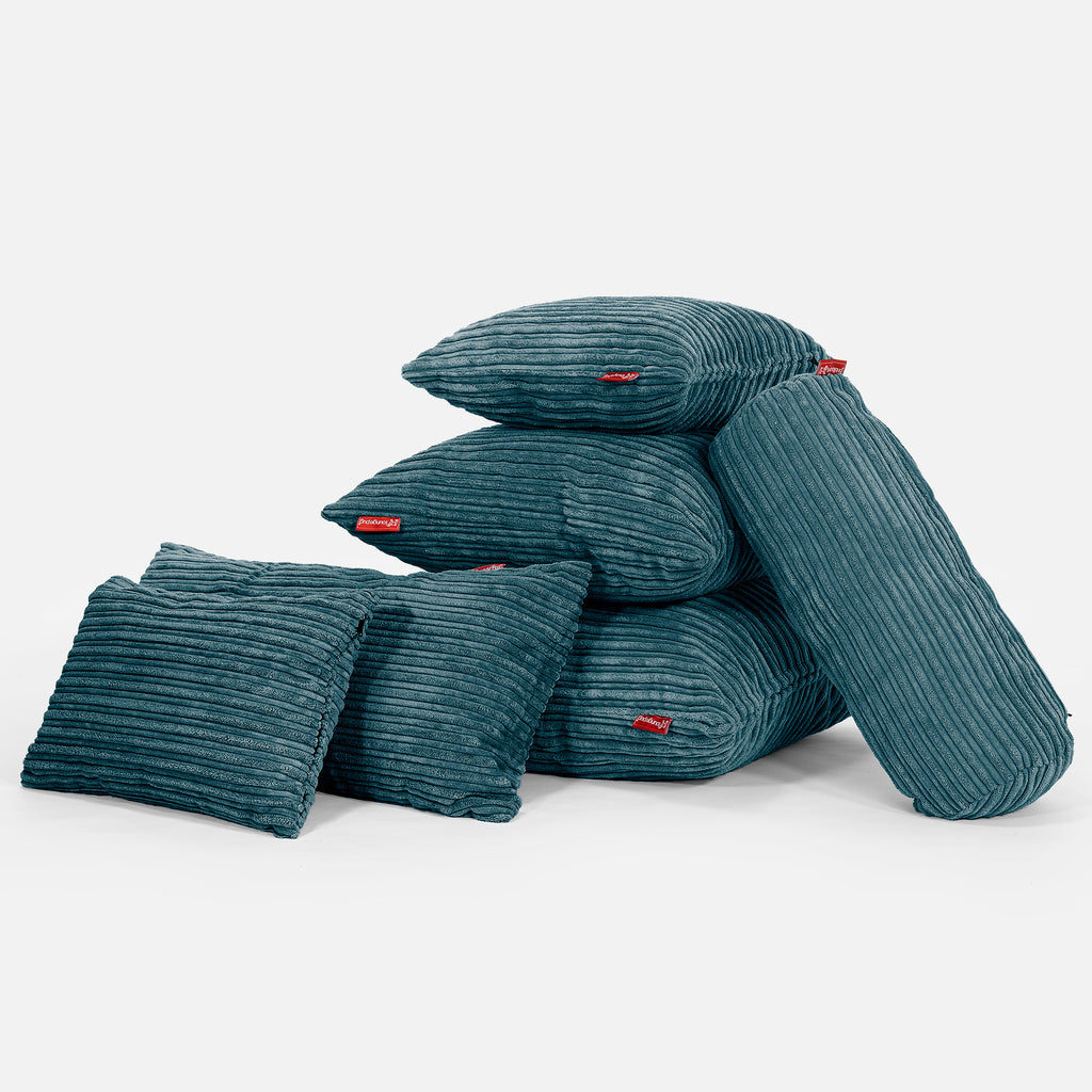 Kudde Rund 50cm - Klassisk Manchestertyg Teal 03