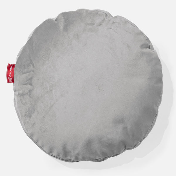 Kudde Rund 50cm - Sammet Silverfärgad 01