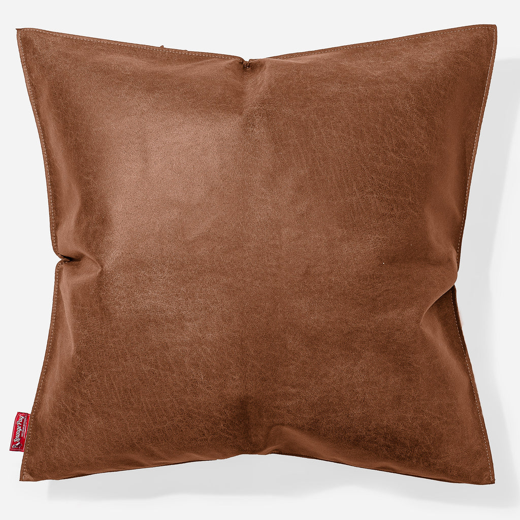 Kudde XL 70 x 70cm - Slitet Skinn Brunt läder 01