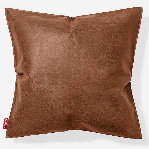 Kudde XL 70 x 70cm - Slitet Skinn Brunt läder 01