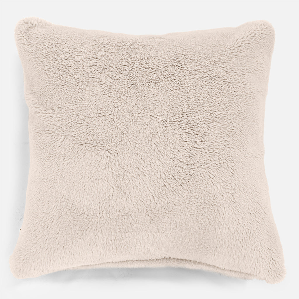 Kudde XL 70 x 70cm - Teddy-fuskpäls Gräddvit 01