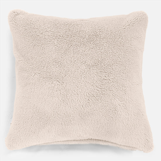 Kudde XL 70 x 70cm - Teddy-fuskpäls Gräddvit 01