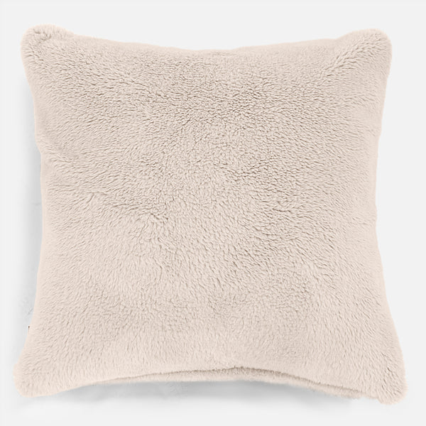 Kudde XL 70 x 70cm - Teddy-fuskpäls Gräddvit 01