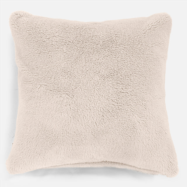 Kudde XL 70 x 70cm - Teddy-fuskpäls Gräddvit 01