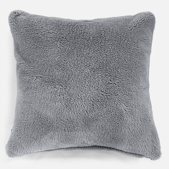 Kudde XL 70 x 70cm - Teddy-fuskpäls Mörkgrå 01