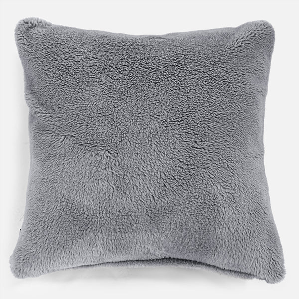 Kudde XL 70 x 70cm - Teddy-fuskpäls Mörkgrå 01