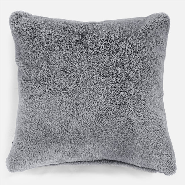 Kudde XL 70 x 70cm - Teddy-fuskpäls Mörkgrå 01