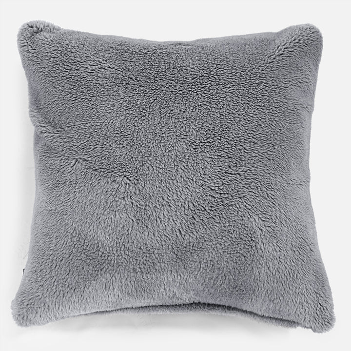 Kudde XL 70 x 70cm - Teddy-fuskpäls Mörkgrå 01