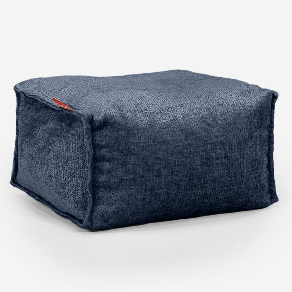 Liten Fotpall - Chenille Marinblå 01