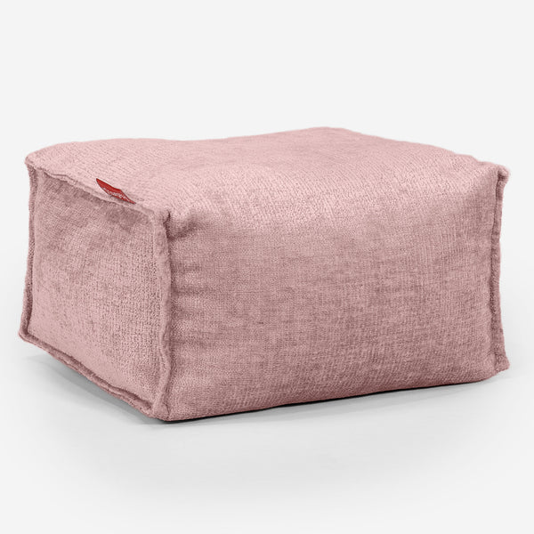 Liten Fotpall - Chenille Rosa 01