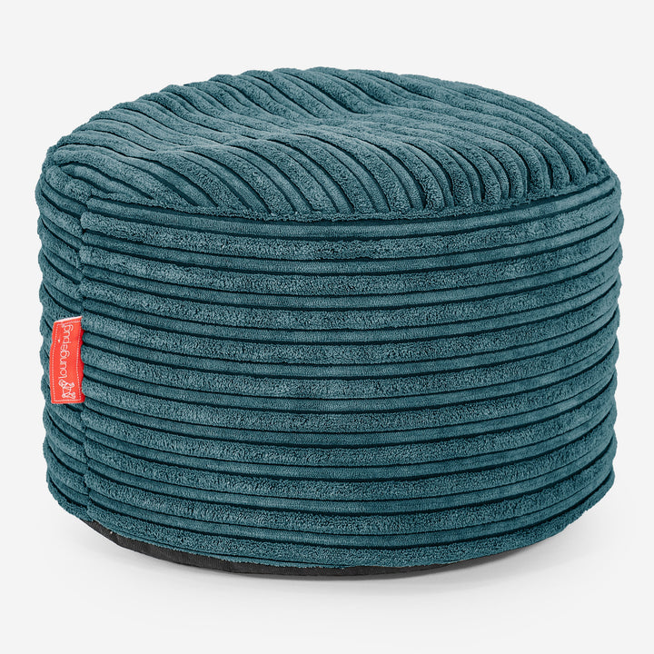 Liten Rund Fotpall - Klassisk Manchestertyg Teal 01