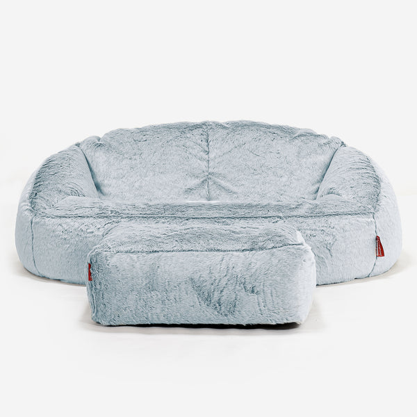 Saccosäck Soffa Bubble - Fuskkaninpäls Gammelblå 01