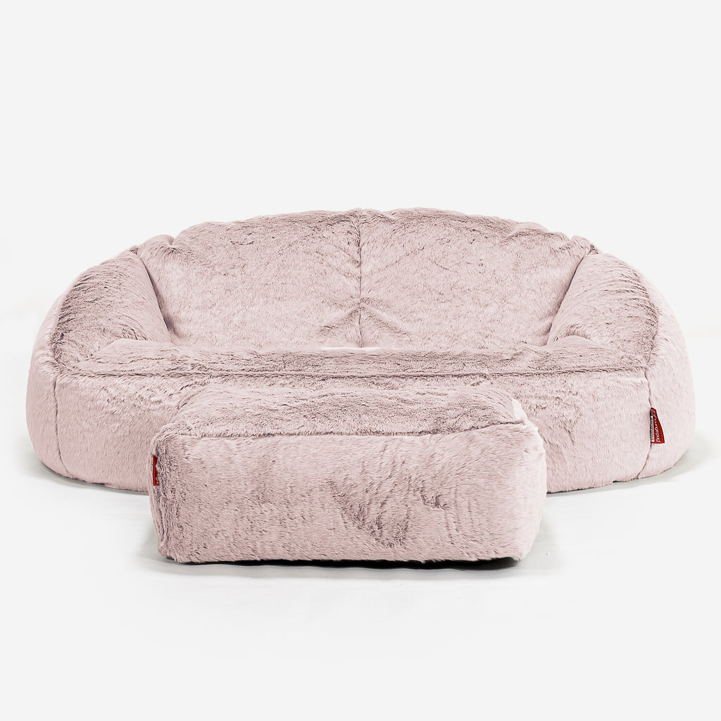 Saccosäck Soffa Bubble - Fuskkaninpäls Gammelrosa 02