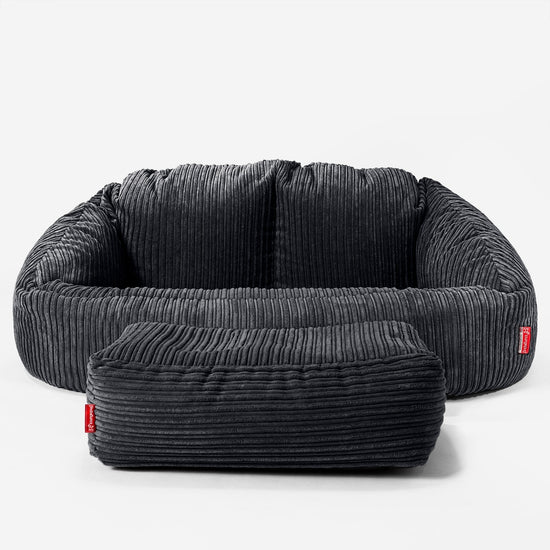 Saccosäck Soffa Bubble - Klassisk Manchestertyg Svart 02