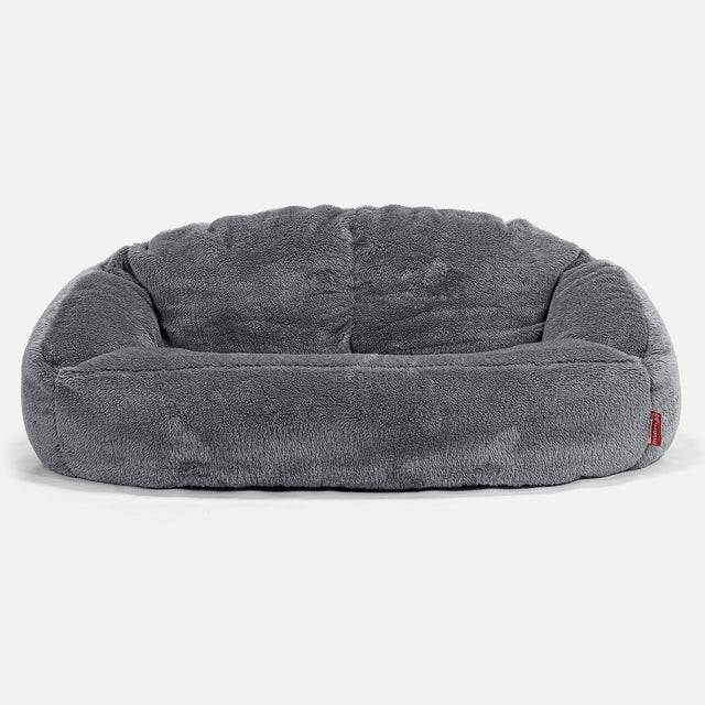 Saccosäck Soffa Bubble - Teddy-fuskpäls Mörkgrå 01