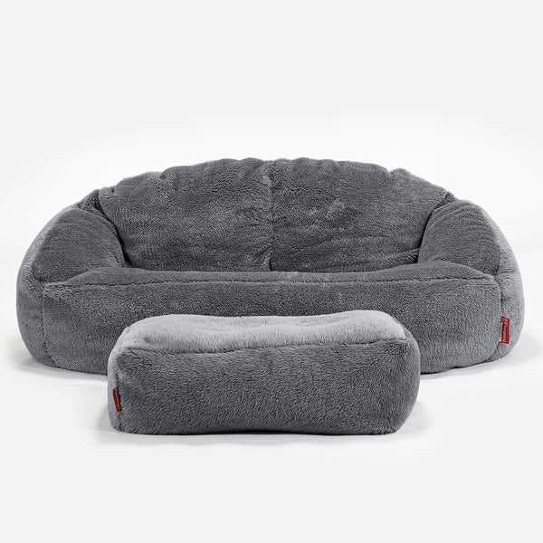 Saccosäck Soffa Bubble - Teddy-fuskpäls Mörkgrå 01