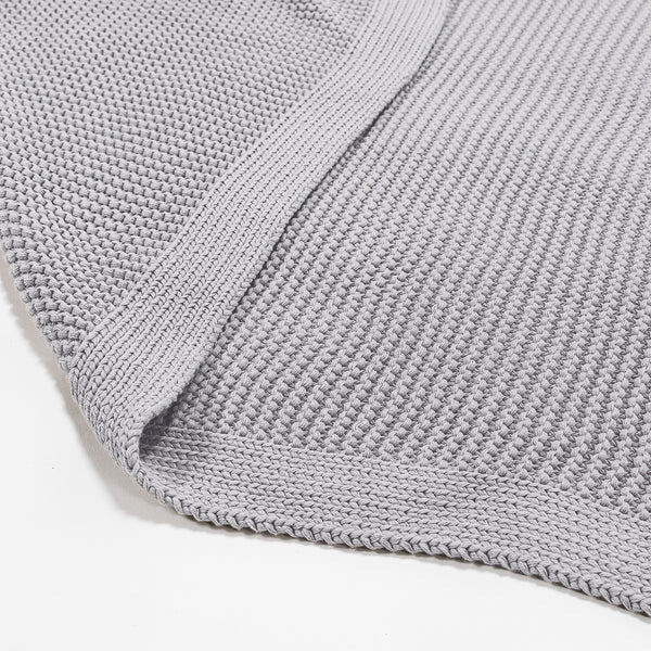 Pläd / Filt - Ellos Grov stickning Ljusgrå Fabric Close-up Image